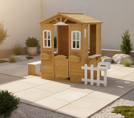 Explorer’s Outdoor Wooden Cabin & Garden Bench